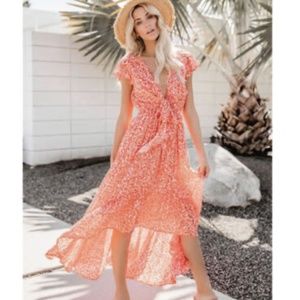 Vici floral orange maxi dress